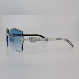 Luxury Moissanite Buffs With Genuine Ox Temples And Diamond Cut Blue Lenses